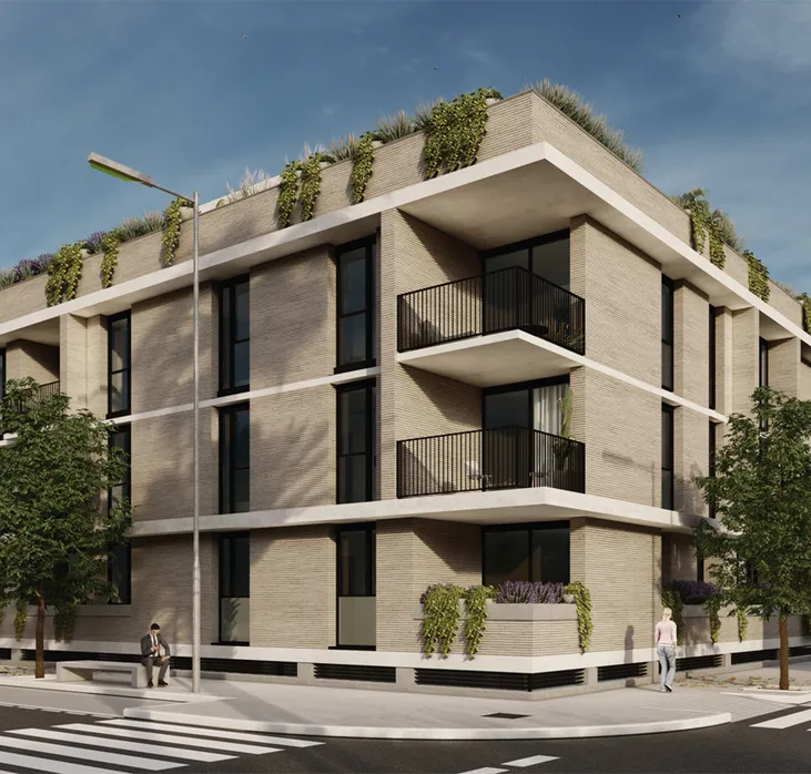 Interior de una vivienda de Terras Canet con salón y cocina en espacio abierto
